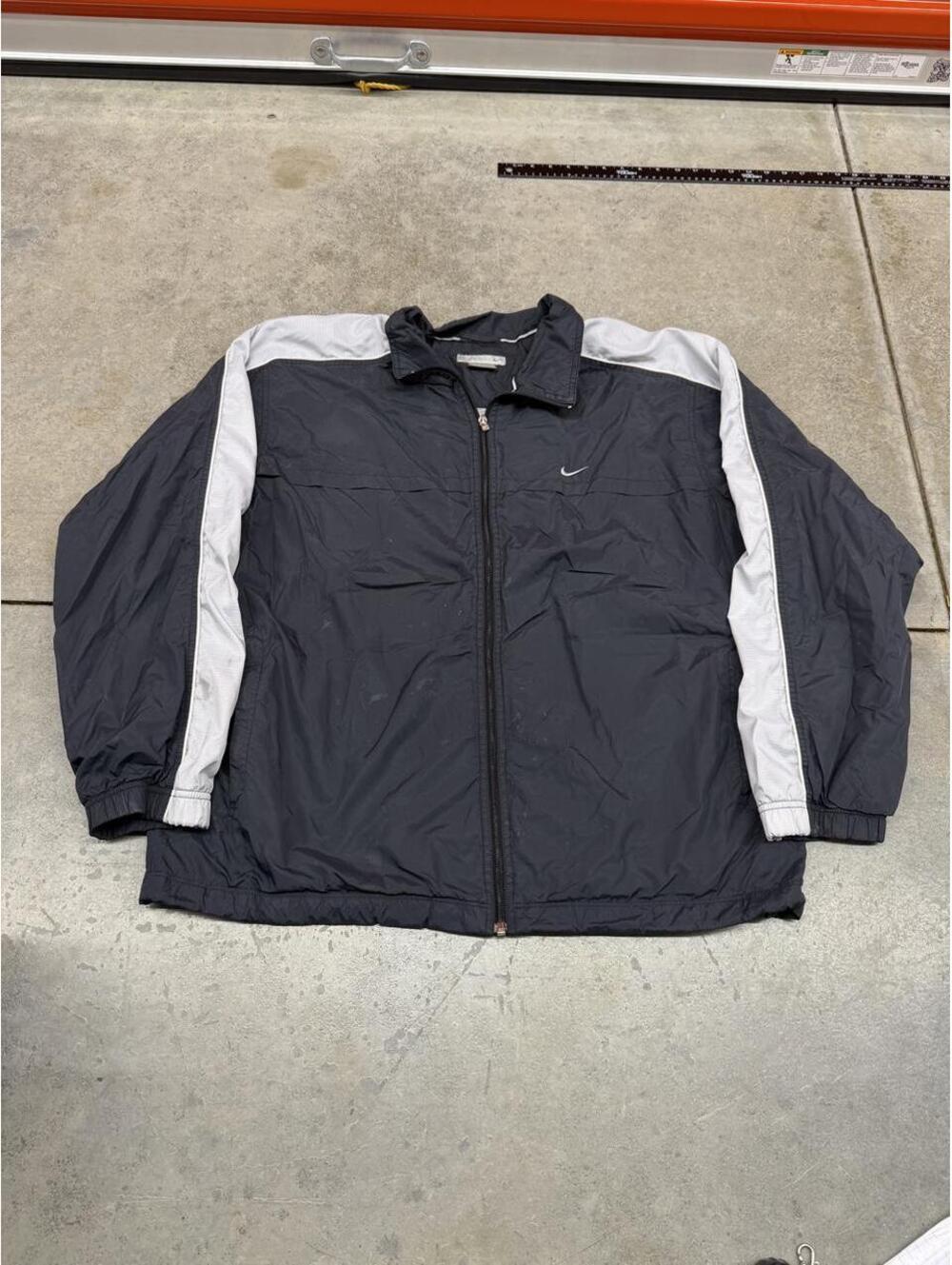 vintage nike black and white small swoosh track jacket size xl